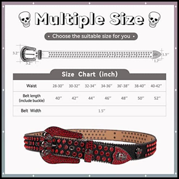 PU Leather Rhinestone Belt with Skull Buckle for Western Fashion main image 4